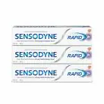 Sensodyne Toothpaste Rapid Relief Combo pack, Sensitive tooth paste to help beat sensitivity fast, 240 gm multi-pack (80 gm x 3)