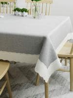 CASA-NEST Rectangular Anti-Slip PVC Solid Plain White Lace (40x60 inch) 4 Seater Centre Table Cover with Exclusive Backing material-grey-