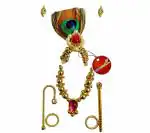 Real Seed Multicolor Brass Adjustable Mukut,Mala,Kada and Earring (3.5x2.5cm)