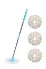 Pranay's Kleanup Prime Spin Mop-Rod Set|Wet & Dry|Cleaning Mop|Mops Pocha 3 Microfiber Refill