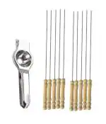 URBAN BUY Stainless Steel Lemon Squeezers With Wooden Sikhe Set and Multicolour, (Pack of 2)