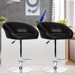 TAPODHANI Mini Plain Height Adjustable & Revolving Bar Stool/Kitchen Chair (Black) (2 Pc)
