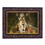 Hawai Lord Shiva Nandi Cow Designer Wall Hanging Engineered Wood Photo Frame for Worship Use 8.5x7inch SFDI00305BLKFRM