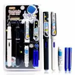 PASS & PLAY APCATIO Fountain Pen Fine Nib Space Astronaut Theme Ink Pen Fine Nip Tip Pen With 4 Refills Pen For Kids,Best Gift For Girls,Best Gift For Kids,Blue
