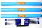 Swarnalekha Blue Plastic 14 inch Rubber Grip Ballpoint Pen and Notebook Cover 18 pc.