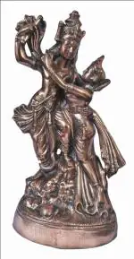 Jag Mohan Yogesh Radha Krishna God Idol Gun Metal Copper Colour