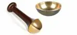WITSOUL Bronze Kansa Natural Vatki Cup with Kansa wand face/body & Foot Massager (Small) 4.5 Cm Bronze With Wooden Handle For Detoxification And Deep Relaxation (Combo Set 1 DARK BROWN)