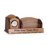 SHIVOM CRAFTS Wooden Pen Stand With Your Name Printed, Visiting Card Holder, Mobile Holder, Personalized Gift.