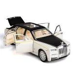AB TOY WORLD Rolls-Royce Phantom Model Car,Zinc Alloy Pull Back Toy Diecast Toy Cars with Sound and Light for Kids Boy Girl Gift in Black &White Color