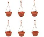 Kyaaro Multicolor Plastic Hanging Pots,8 Inch (Pack Of 6)