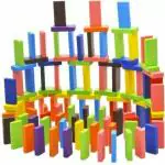 MICKLEYS 120 pcs 12 Color Wooden Dominos Blocks Set, Kids Game Educational Play Toy, Domino Racing Toy Game (Multicolor)