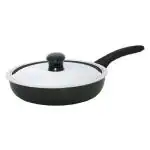 MR COOK Hard Anodised Aluminium Induction Base Frying Pan with SS Lid, 22cm (Black)