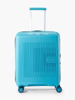 American Tourister Aerostep Expandable 55 Cms Turquoise Small Cabin Spinner Trolley Bag