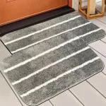 Otiva Microfiber Door Mat (Light Grey, Medium, Pack of 2)
