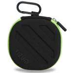 Tizum Shockproof Multi Purpose Pocket Storage with Carabiner Hook Travel Organizer Case for Earphones, Pen Drives, Memory Card and Cable (Black and Green)