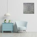 VAS Collection Home Hibiscus Hand Crafted MDF Wood Carving Decorative Square Wall Panel Grey Copper (60.96 X 60.96) Cm (Grey Copper)