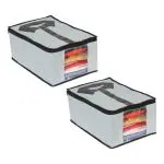 QUAIL Shirt Cover Bag for Storage Garment Foldable Shirt Cover Storage Organizer T-shirt Trousers Jeans Clothes Organizer (Set of 2) - Grey