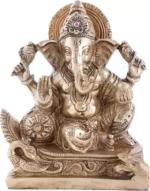 Brassaura Brass Ganpati Statue for home and décor and gifts item Decorative Showpiece - 10 cm (Brass, Gold)