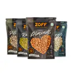 Zoff Premium Daily Needs Mixed Dry Fruits Combo - Almonds, Cashews, Raisins, Roasted Pistachios, and Walnut Halves 250g Each | Perfect Diwali and Festival Gifts & Hampers | Premium Zip Lock Pouch | Net weight - 1.25Kg