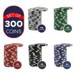 NHR 11.5 GMS Facinating Round Poker Chips for Poker Game|300 Multicolor Ceramic Chips (10,20,50,100,500 Points Chips)