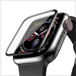 MVTECH Full Glue Tempered Glass Armour for Apple Watch 44 mm (Series 4/5/6/SE Compatible) Tempered Glass Screen Protector 3D Curved 9H Strong (Black)