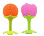 Enorme Silicone Fruit Shape 2 Piece Of Teething Soft Teether / Pacifier For Baby ( Orange & Apple )