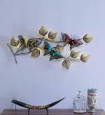 CraftVatika Multicolor Metal 3d Butterfly Wall Hanging Art Leaf Sculpture 99.6 x 10.2 cm