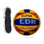 LDR Super Volleyball Size 4 Hand Stitched Volleyball with Playing Net ( Pack of 2 )