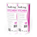 MasKing Pink Pattern Sheet Kitchen Tissue, Swipe, Towel Roll Multi-Purpose Dry Cleaning Roll Reusable Washable Easy to use Cleaning Tissue Household Sheet (50 Pulls Per Roll) Pack of 02