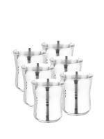 HOMETALES Stainless Steel Damru Glasses, 350ml per Unit, Pack of 6 with Tool Touch design (Heavy 22 gauze)