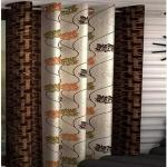 Tishan Decor 152 cm (4.99 ft) Polyester Room Darkening Long Door Curtain Single Curtain (Floral, Brown)