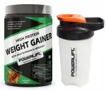 PowerLift Weight Gainer With Shaker (500gmRich Chocolate) 390K Energy, 76G Carbs| High Protein & High Calorie Protein Powder for weight gain men and women use | Raw Whey from USA | With Digezyme