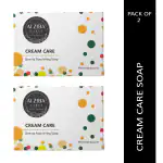 ALZIBA Cares Cream Care Beauty Nourishing Bathing Soap Bar With Almond Oil & Vitamin E - Pack of 2