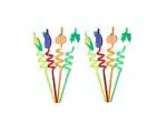 BLUE WONDER Plastic Straw Colour Full With Free Gift , Multicolour, (Pack of 2)