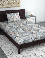 Divine Casa 100% Cotton Single Bedsheet with 1 Pillow Covers - Peach and White - GB-2034-SB