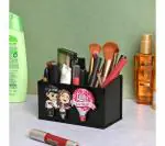 Desk Organizer for Girls cute Makeup box for kids with Smileys and emoji 2 Compartment Funky Cosmetic organizer Unique gifts for girls and stationary organizer ( Eco Friendly) (Black) 15.24 x 7.62 x 8.89 cm; 299 Grams