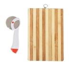 First Front Stainless Steel Apex Pizza Cutter With Wooden Chopping Board and , Multicolour, (Pack of 2)