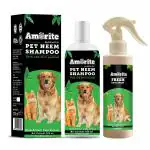 Amorite Dog & Cat Bath Combo, Dog Shampoo -300ml and Dog Body Spray Perfume Fresh Coat with Neem & Tulsi -200 ml