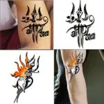 Ordershock Waterproof Maa Paa with Trishul Temporary Body Tattoo