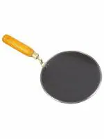 VERTECH COOKWARE Natural Iron (Loha) Tawa with Wood Handle Non Toxic Healthy Cooking Induction Friendly Naturally Nonstick Tawa for Roti, Chapati, Paratha (25 cm, 10 Inch)