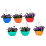 Go Hooked Plastic Hanging Triangle Planter (Pack of 6, Multicolor) (23 x 23 x 13 Centimetres)