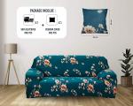 TONY STARK Universal Two Seater sofa cover Big Elasticity, Protective, Flexible Stretch, Spandex & Polyester Sofa Slipcover with 1 Piece cushion cover included (Two Seater, 145- 185 cm, Blue Floral)