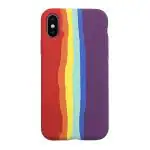 LIRAMARK Liquid Silicone Soft Back Cover Case for Apple iPhone X/XS (Rainbow)