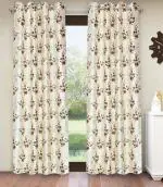 Home Sizzler 2 Pieces Bloom Burst Eyelet Polyester Window Curtains - 5 Feet, Brown