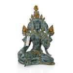 CraftVatika Green and Gold Brass Buddha Statue 34.9 x 26.29 cm
