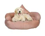Resonance Cream Velvet Round Dog Bed - Large