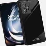 Trifty (Glass Back Oneplus Nord CE 2 Lite 5G Black) Luxurious Toughened Glass Back Case with Shockproof TPU Bumper Case Cover for Oneplus Nord CE 2 Lite 5G (Black)