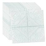 TLISMI 3D Flower Embossed Textured Aesthetic European Pattern Styled PE Foam Wallpaper Self Adhesive Wall Stickers Wall Tiles for Interior, Home Decoration (70X70cm, Approx.5.27sq)(Pack of 1)(White)