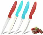 Shruthi VMJ Kitchen Knife Set of 4 Packs Pointed Knife 4' Inch; Steak Knife 4' Inch; Utility Knife 4' Inch & Tomato Knife 4' Inch for Cutting, Peeling, Slicing, Mincing, Dicing, Chopping & More