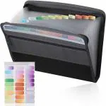 Wynhard 13 Pocket Expanding File Folder with Sticky Labels Accordion Document Organizer Paper Folder File for Documents A4 Size Expanding Zip File Folder with Zipper Closure Letter A4 Paper Document